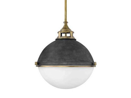 Hinkley Fletcher 1-light, 18" Aged Zinc & Heritage Brass Chandelie