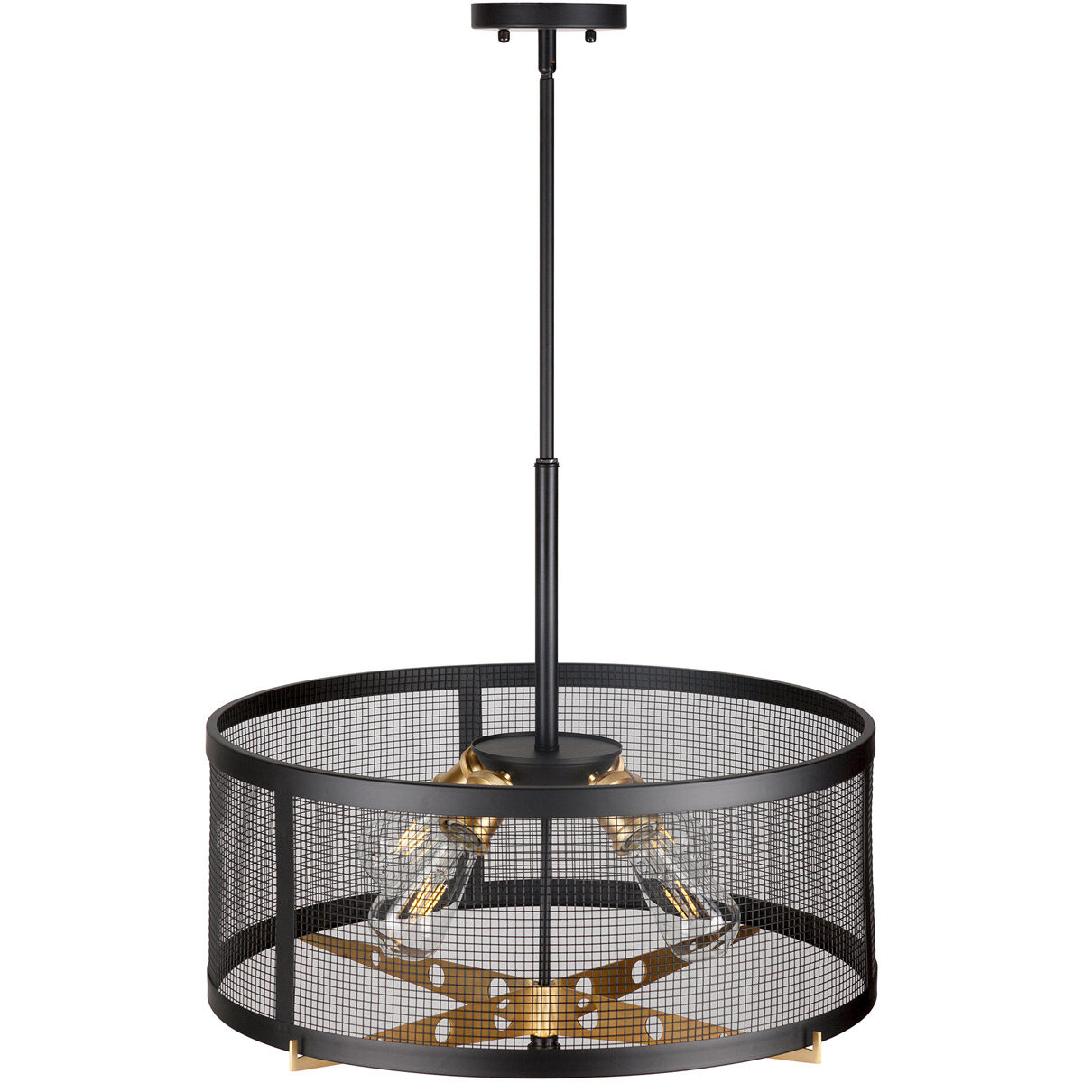 Takoma 4 Light 23 inch Black and Soft Gold Drum Pendant Ceiling Light