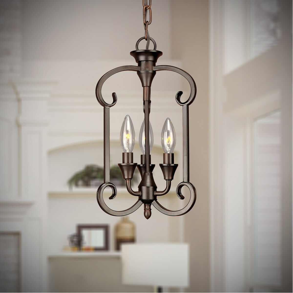 Signature 3 Light 9 inch Antique Bronze Foyer Pendant Ceiling Light