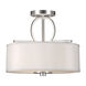 Signature 3 Light 14 inch Brushed Nickel Semi Flush Mount Ceiling Light