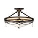 Signature 3 Light 18 inch Antique Bronze Semi Flush Mount Ceiling Light