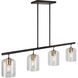 Tyrone 4 Light 42 inch Black and Soft Gold Linear Chandelier Ceiling Light