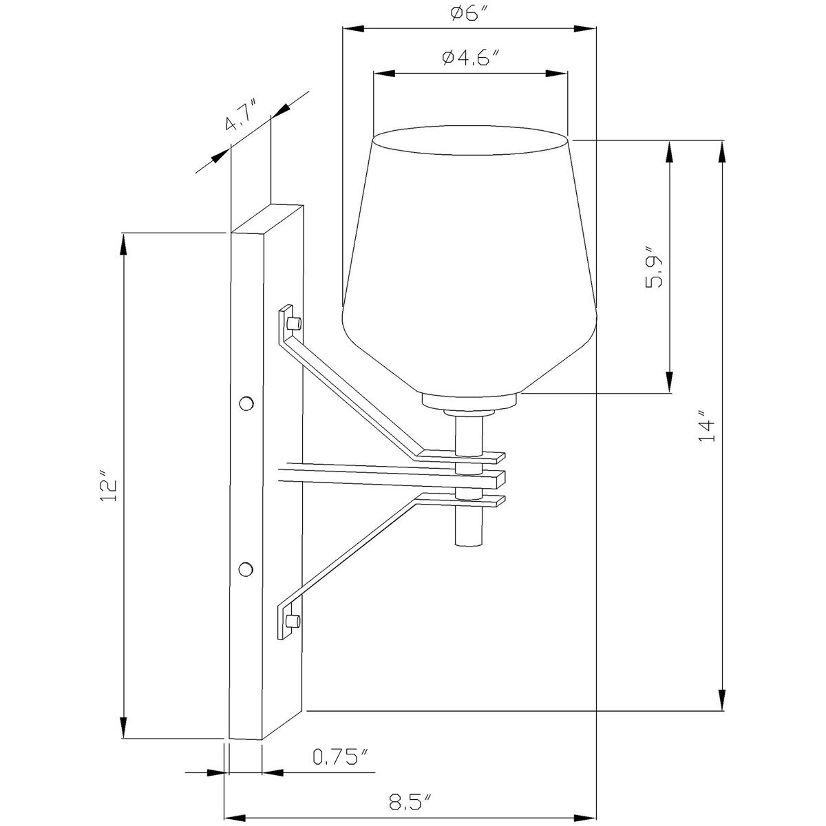Chalice 1 Light 6 inch Black Wall Sconce Wall Light