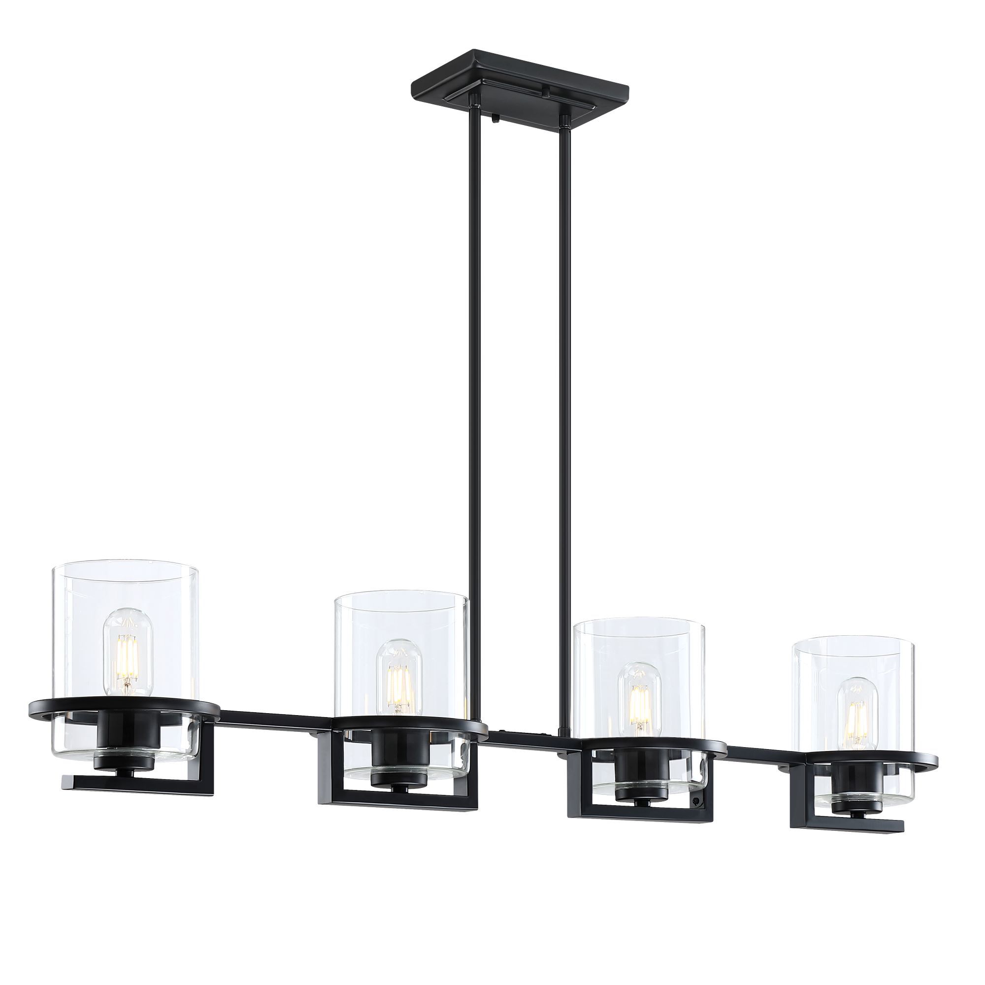 Halo 4 Light 40 inch Black Island Pendant Ceiling Light