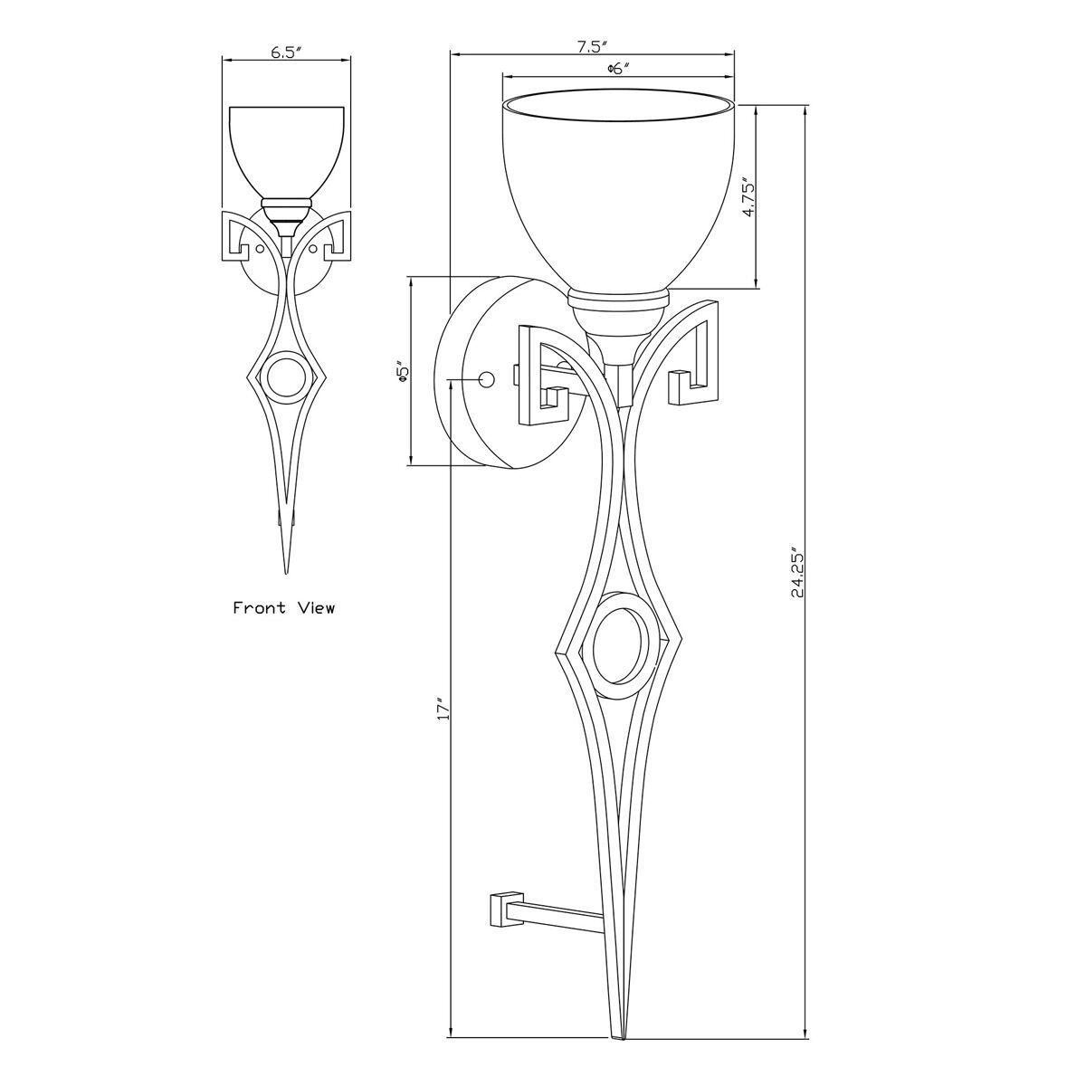 Signature 1 Light 6.5 inch Antique Bronze Wall Sconce Wall Light