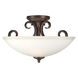 Signature 3 Light 16 inch Antique Bronze Semi Flush Mount Ceiling Light