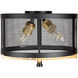 Takoma 2 Light 14 inch Black and Soft Gold Flush Mount Ceiling Light