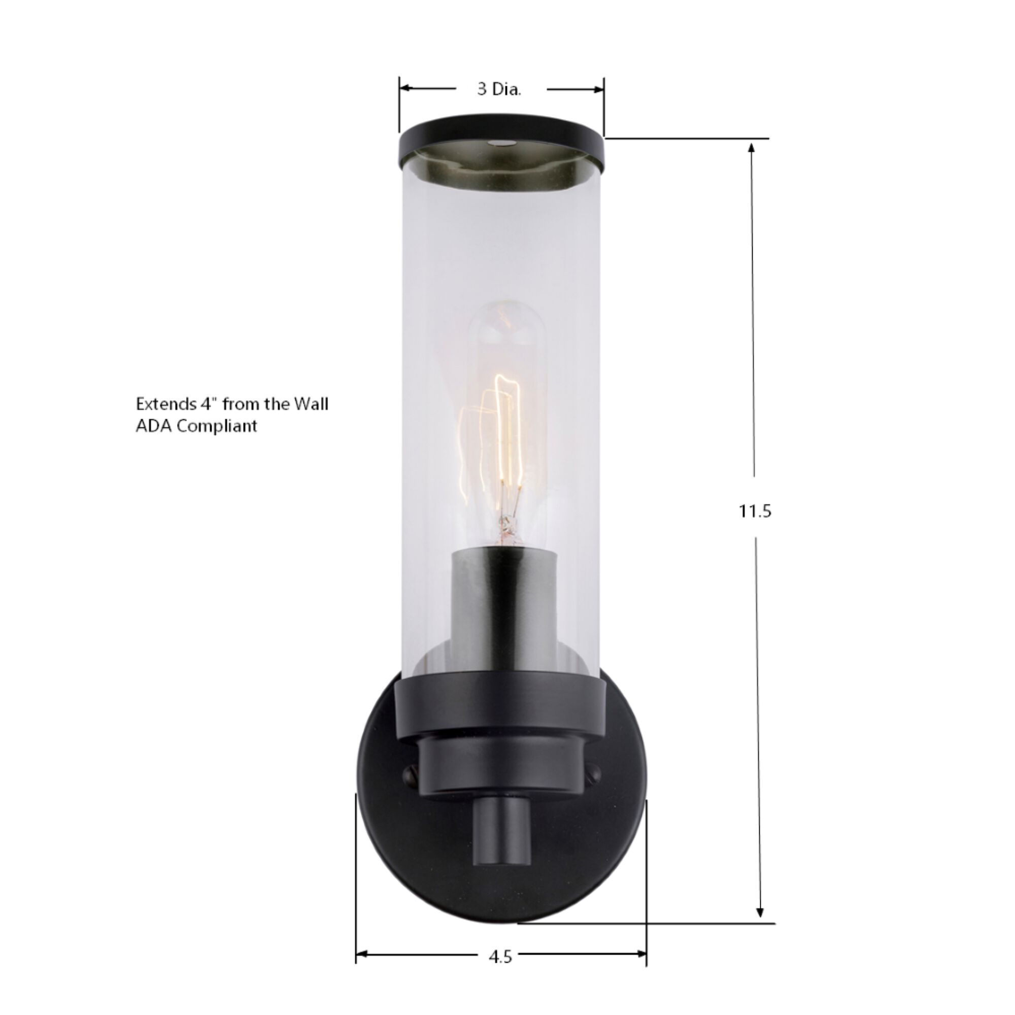 Morgan LED 5 inch Black ADA Wall Sconce Wall Light