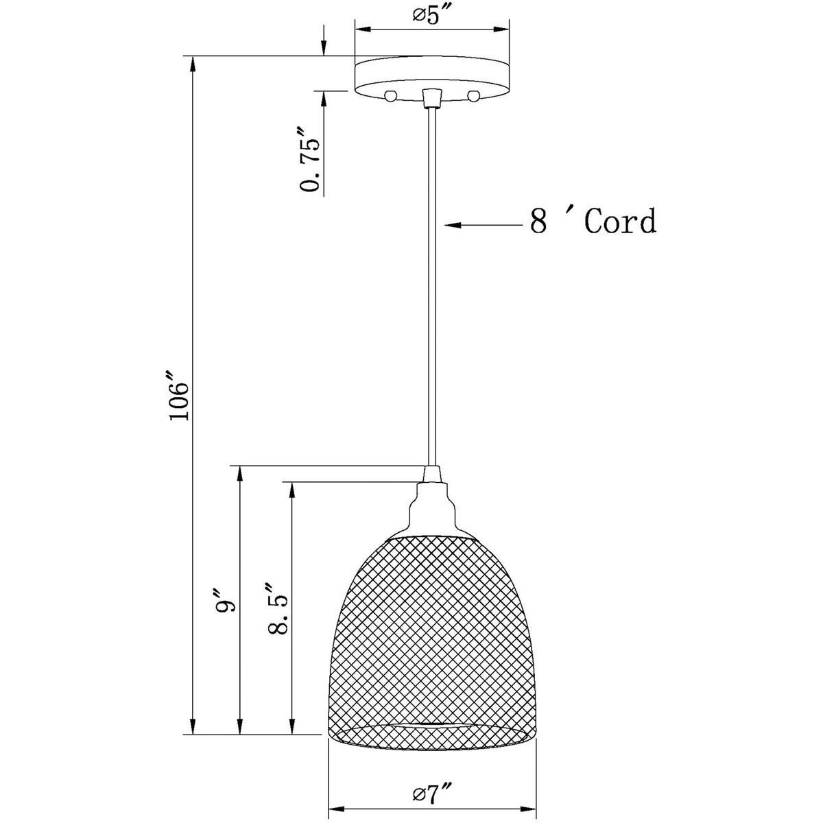 Mesh 1 Light 7 inch Black Industrial Mesh Cage Pendant Ceiling Light