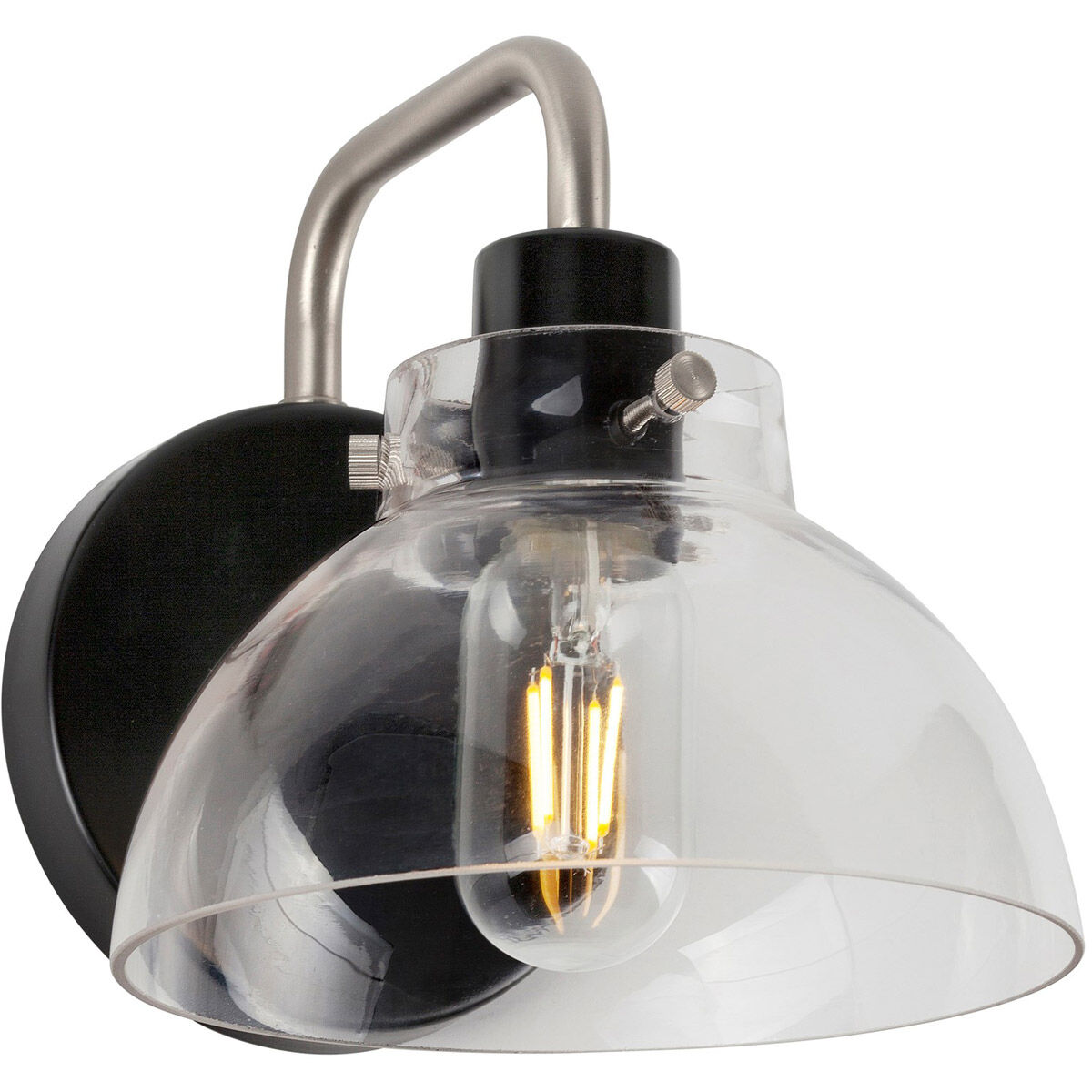 Della 1 Light 7 inch Black and Brushed Nickel Sconce Wall Light