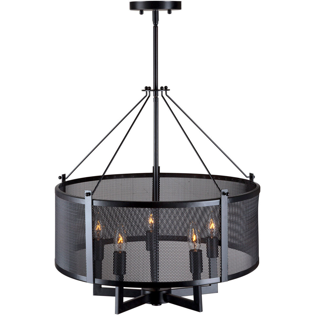 Foley 5 Light 20 inch Black Mesh Drum Shade Pendant Ceiling Light