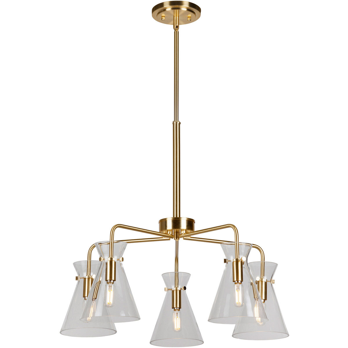 Beaker 5 Light 24 inch Soft Gold Chandelier Ceiling Light