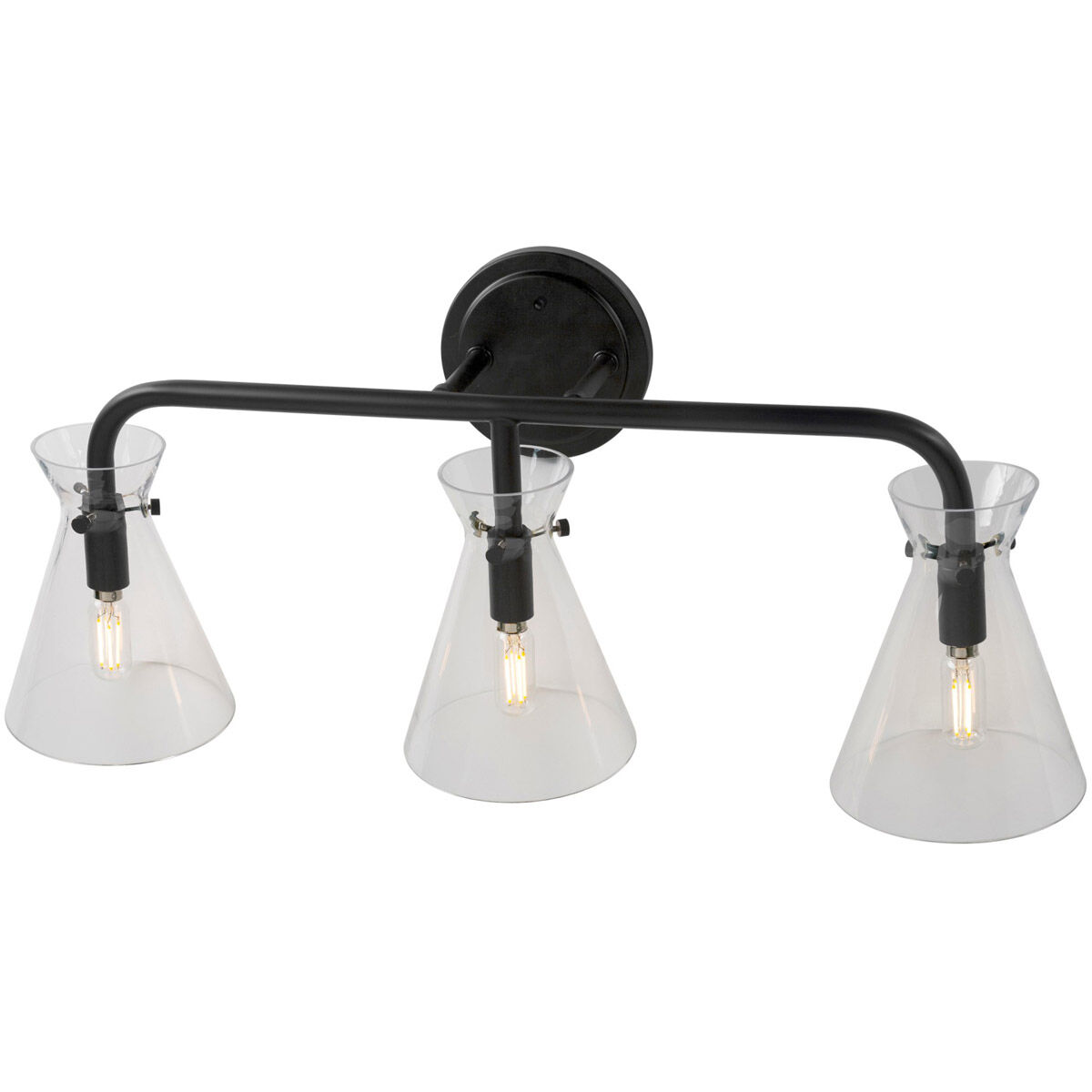 Beaker 3 Light 26 inch Black Vanity Light Wall Light