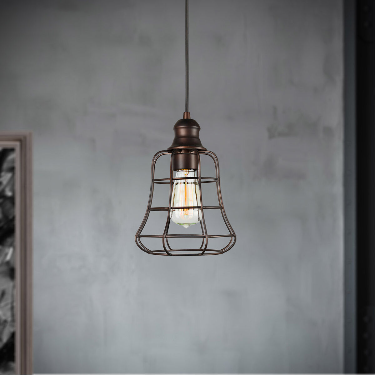 Signature 1 Light 8 inch Antique Bronze Mini Pendant Ceiling Light