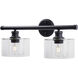 Zane 2 Light 21 inch Black Vanity Light Wall Light
