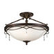 Signature 3 Light 18 inch Antique Bronze Semi Flush Mount Ceiling Light