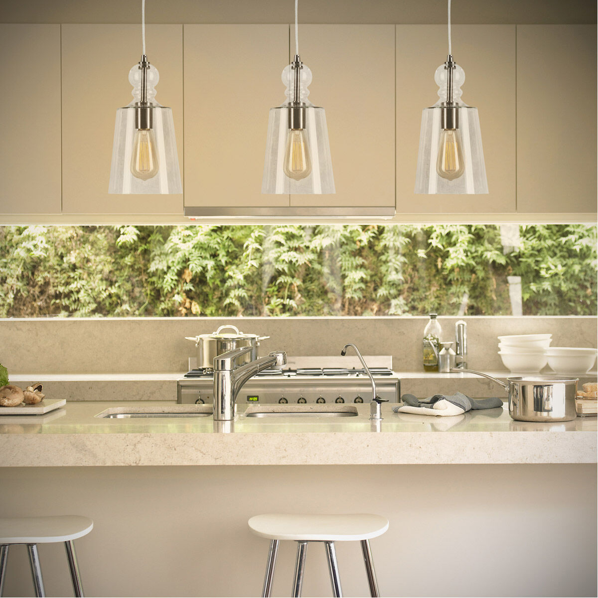 Signature 1 Light 7 inch Brushed Nickel Mini Pendant Ceiling Light