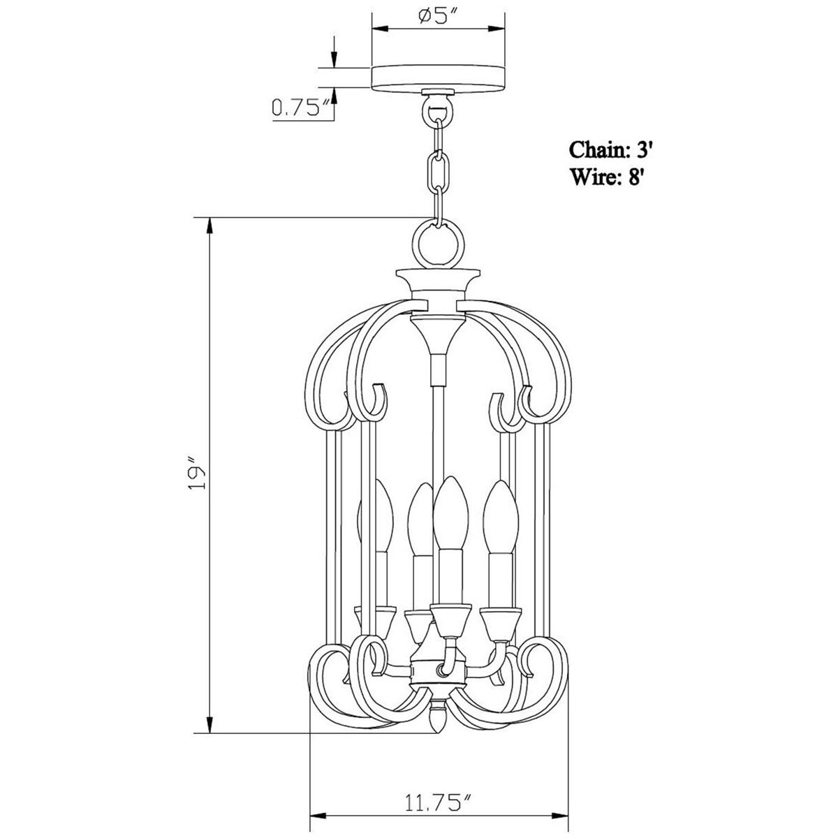 Ione 4 Light 11.75 inch Black Pendant Ceiling Light