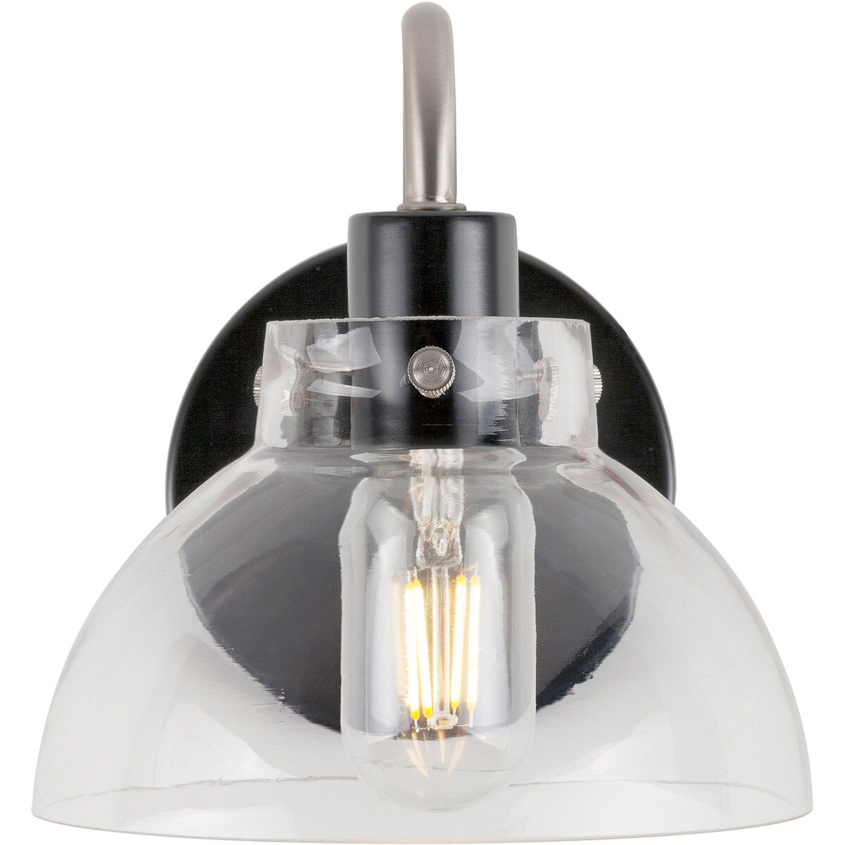 Della 1 Light 7 inch Black and Brushed Nickel Sconce Wall Light