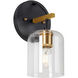 Tyrone 1 Light 7 inch Black and Soft Gold Sconce Wall Light