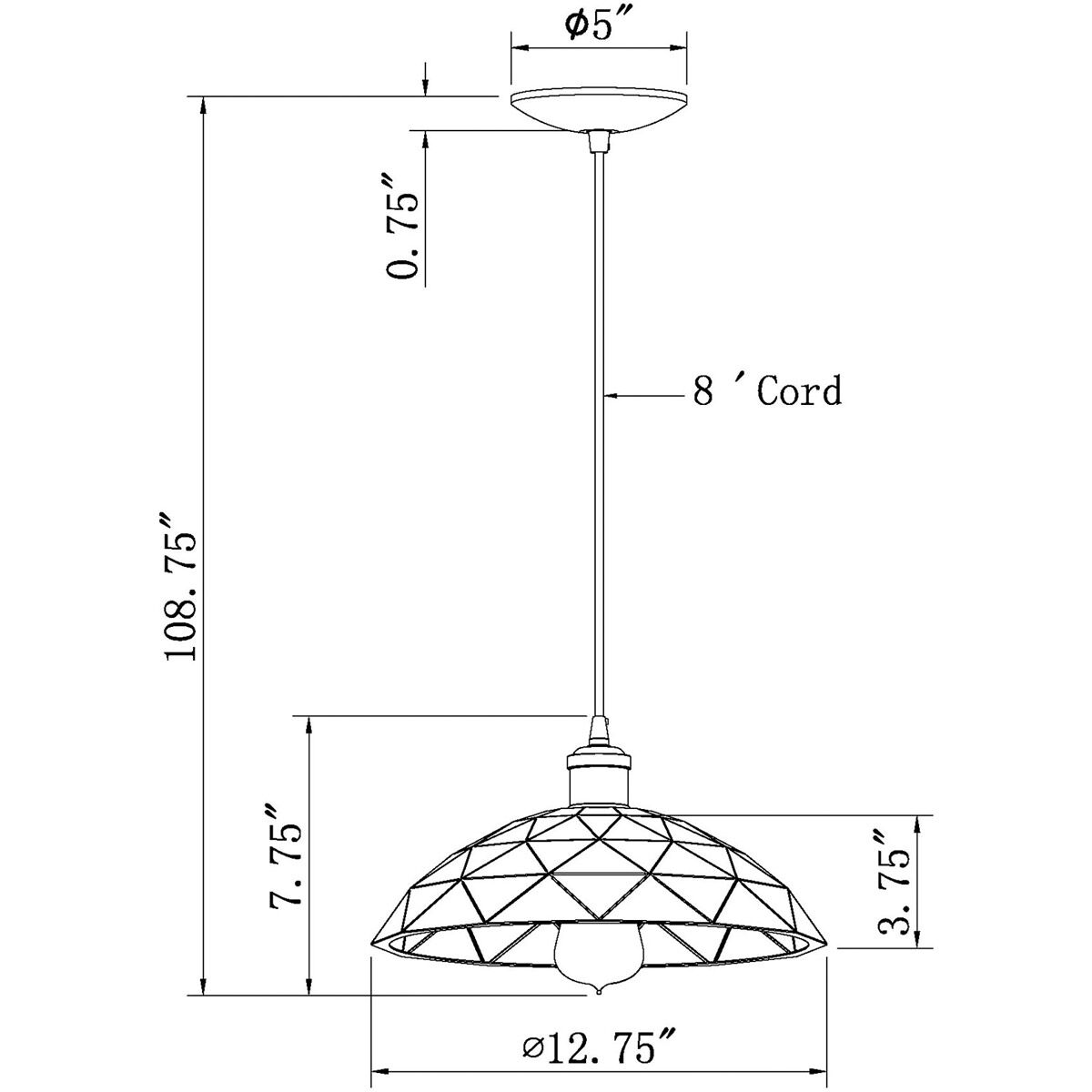Haley 1 Light 12.75 inch Black Cord-Hung Metal Shade Pendant Ceiling Light