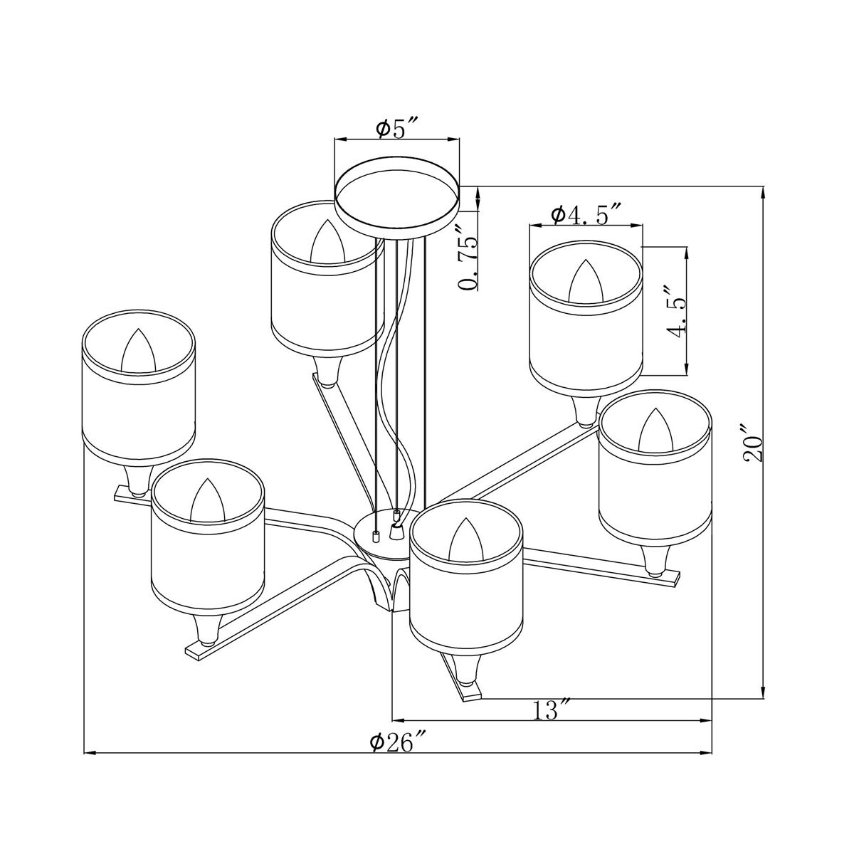 Signature 6 Light 26 inch Brushed Nickel Chandelier Ceiling Light