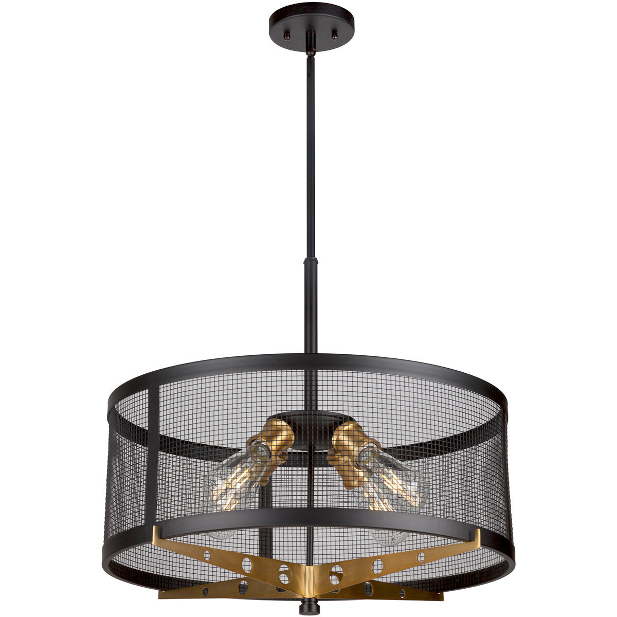 Takoma 4 Light 23 inch Black and Soft Gold Drum Pendant Ceiling Light