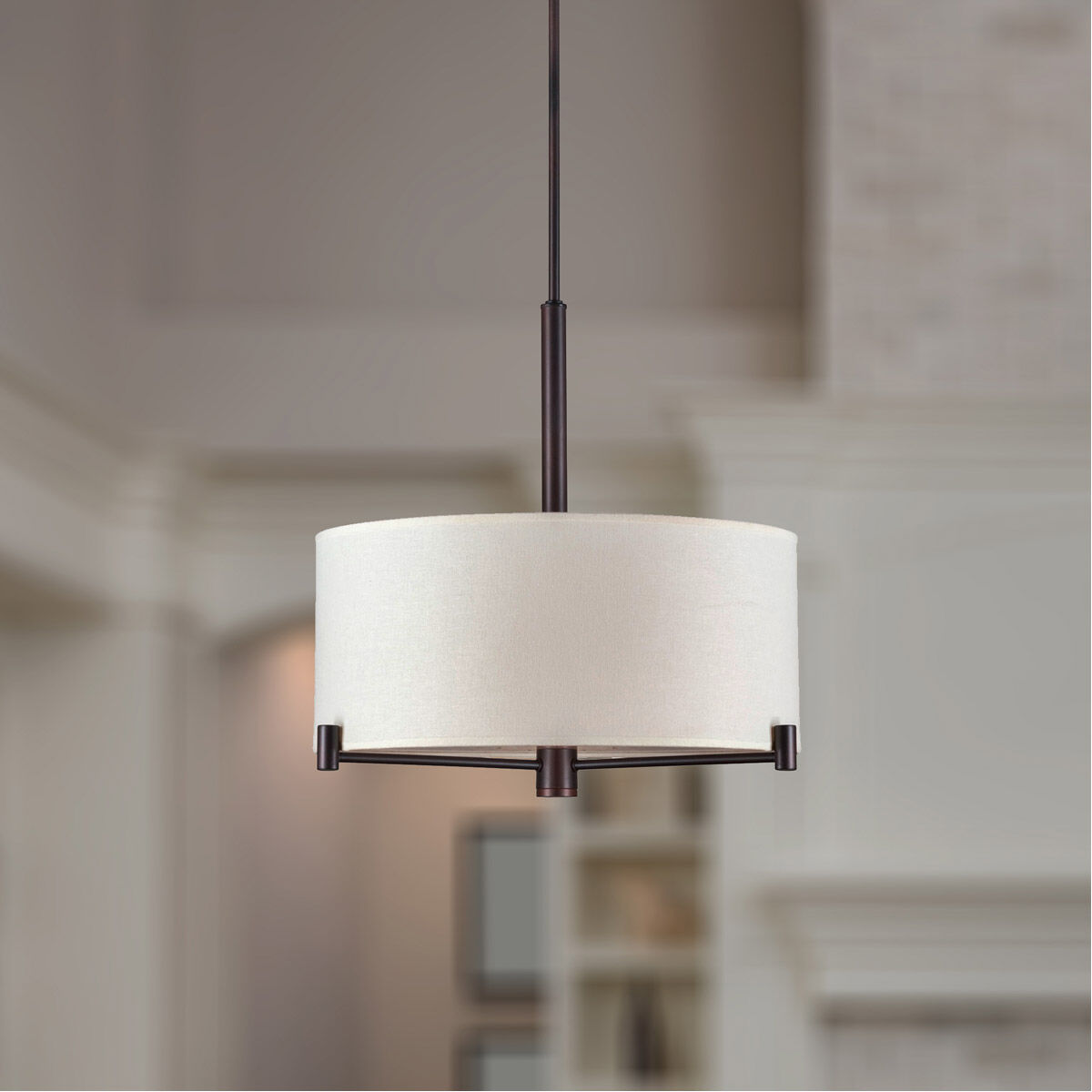 Signature 3 Light 18 inch Antique Bronze Drum Pendant Ceiling Light