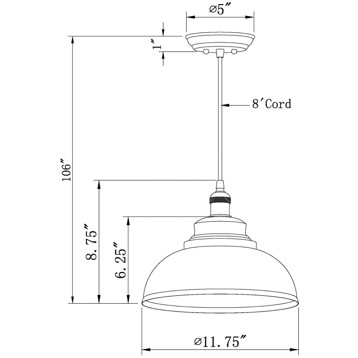 Walton 1 Light 12 inch Black Cord-Hung Metal Shade Mini Pendant Ceiling Light