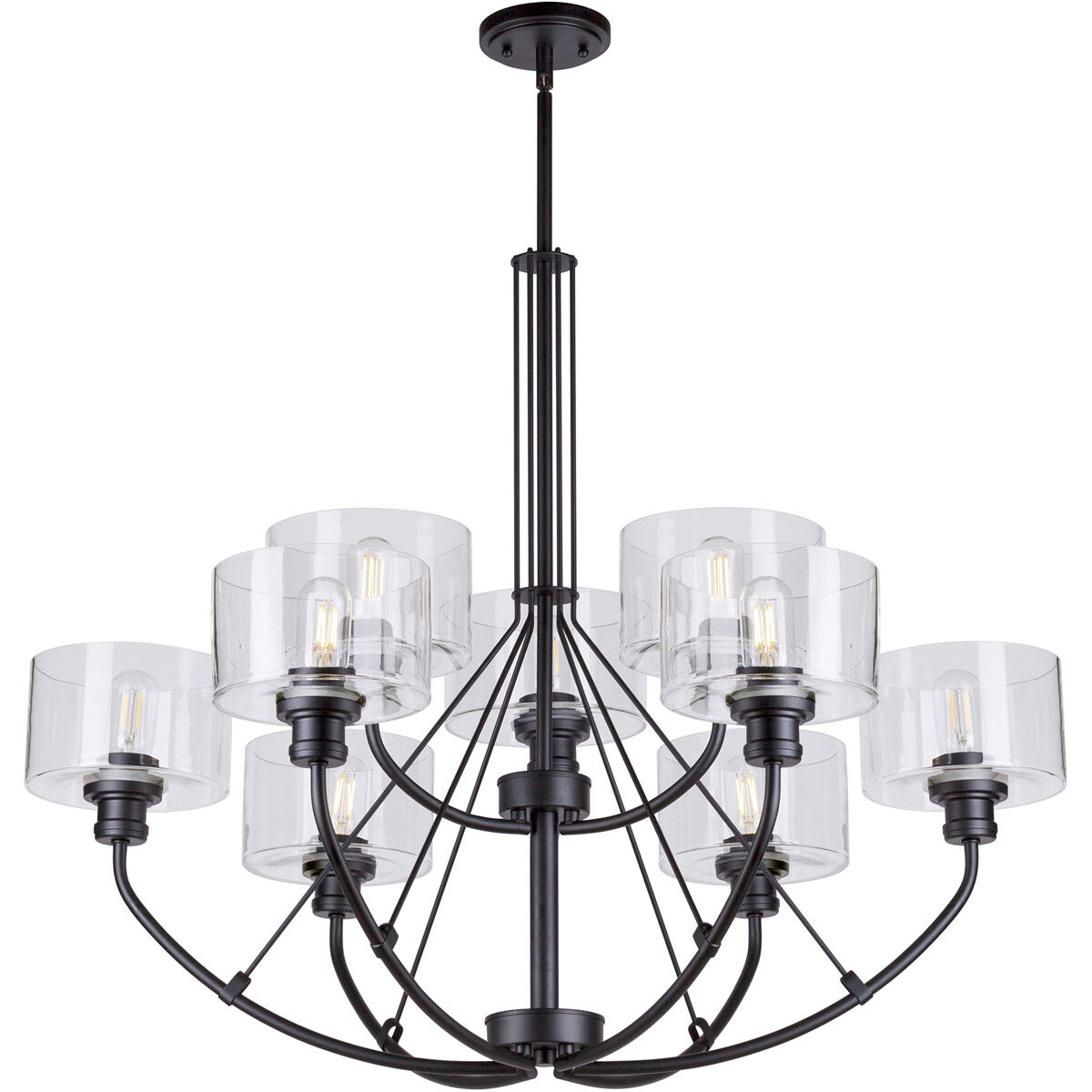 Zane 9 Light 36.25 inch Black Chandelier Ceiling Light