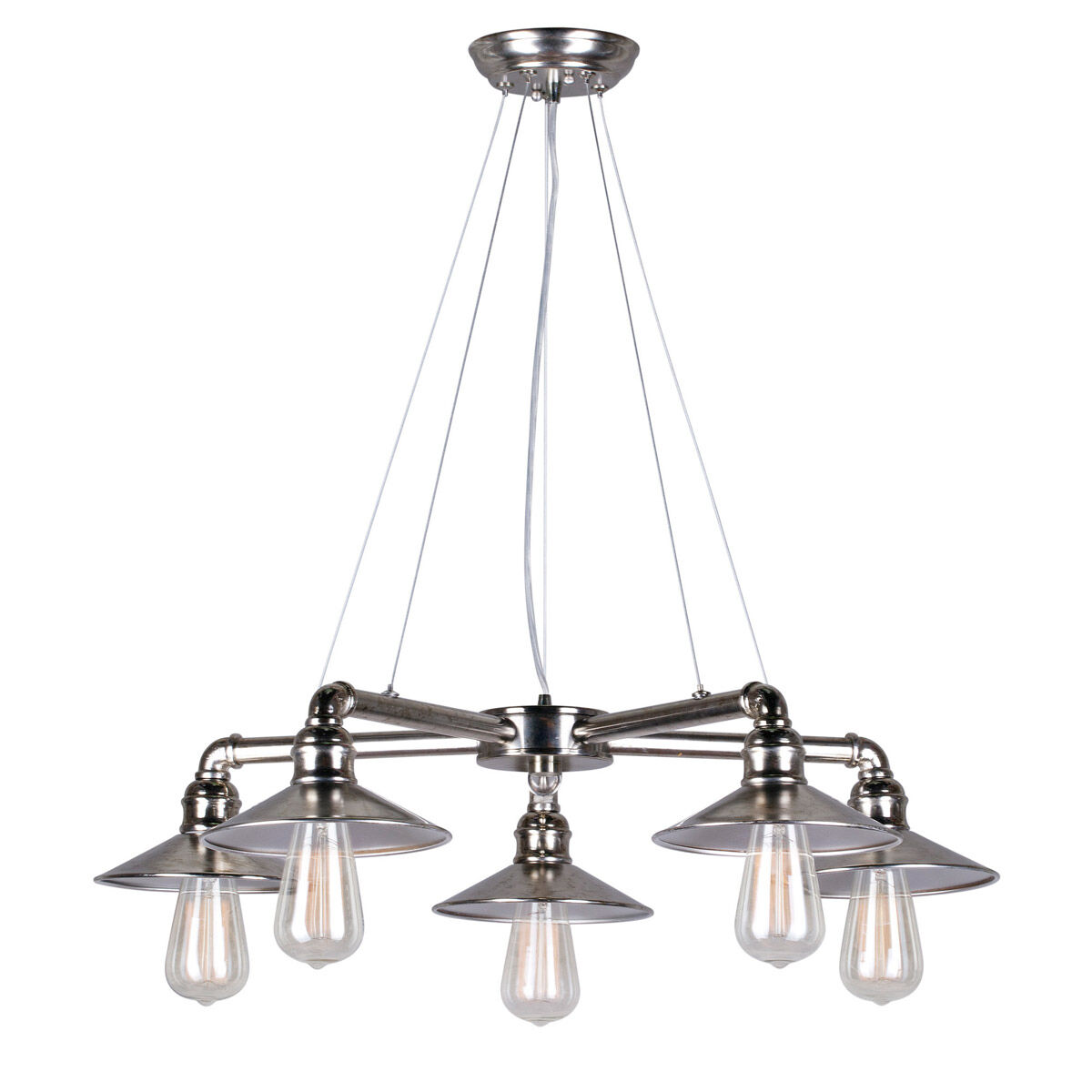 Signature 5 Light 27 inch Vintage Chrome Chandelier Ceiling Light