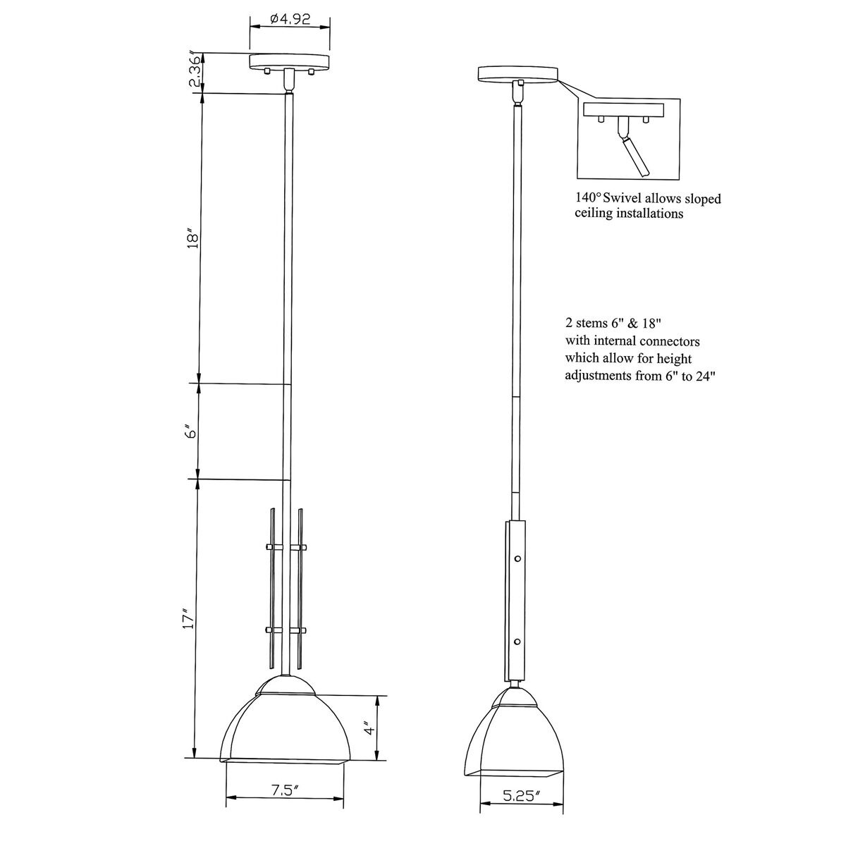 Signature 1 Light 5.25 inch Brushed Nickel Mini Pendant Ceiling Light