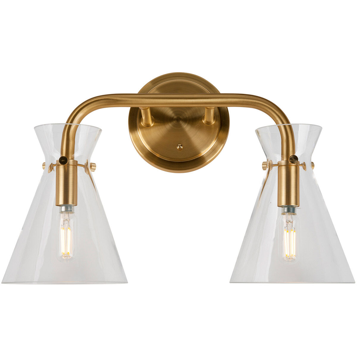 Beaker 2 Light 16 inch Soft Gold Vanity Light Wall Light