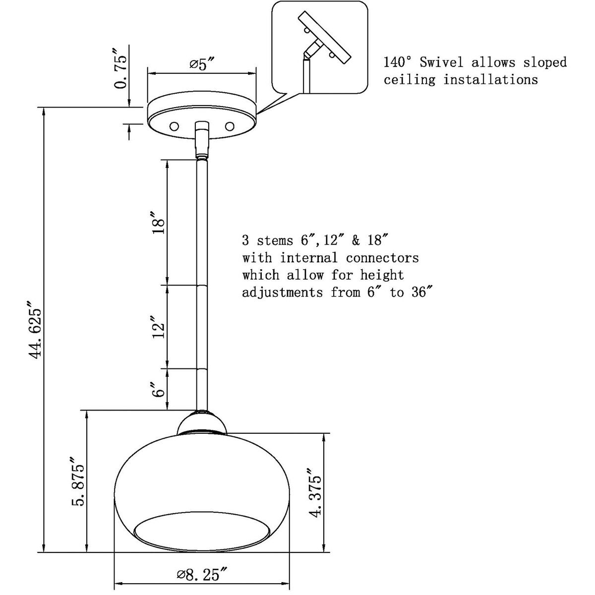 Cameron 1 Light 8 inch Black Pendant Ceiling Light