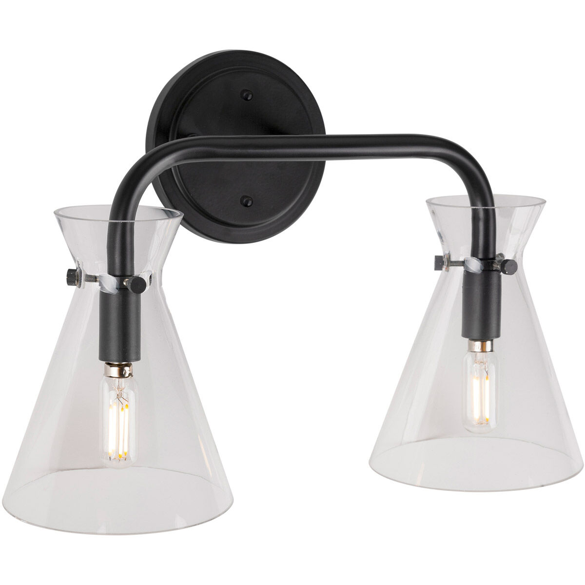 Beaker 2 Light 16 inch Black Vanity Light Wall Light