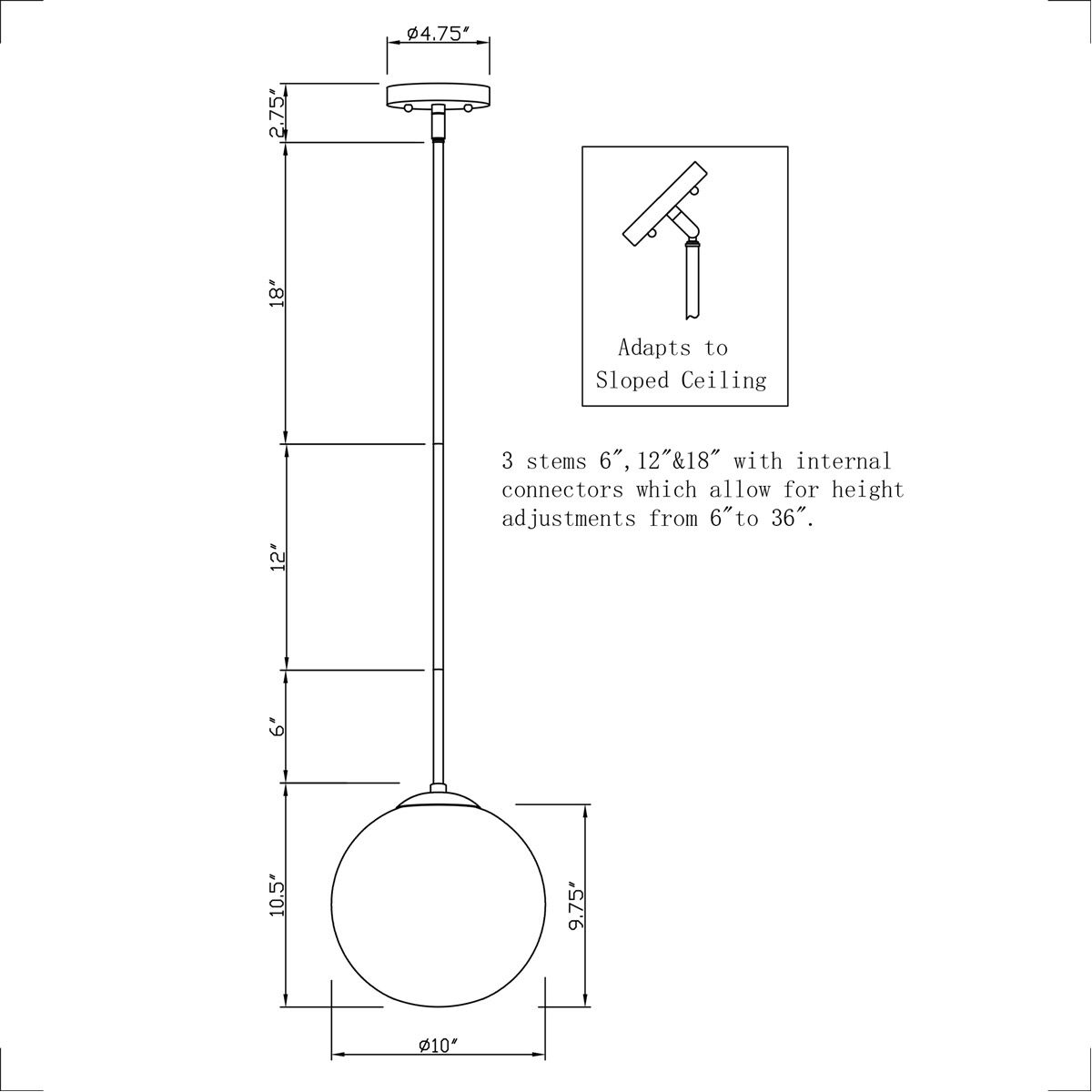 Selene 1 Light 10 inch Black Pendant Ceiling Light