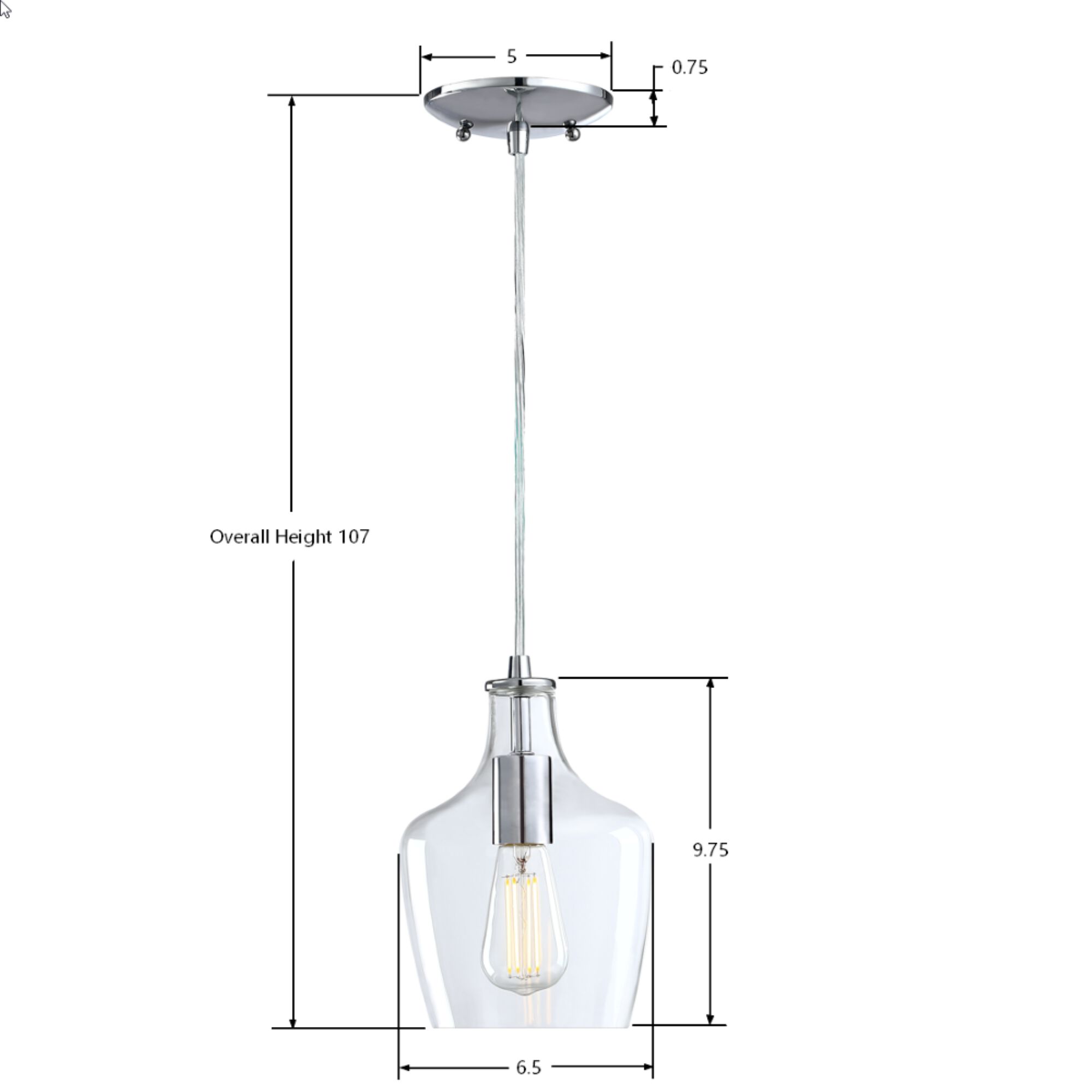 Milo 1 Light 6.5 inch Chrome Mini Pendant Ceiling Light