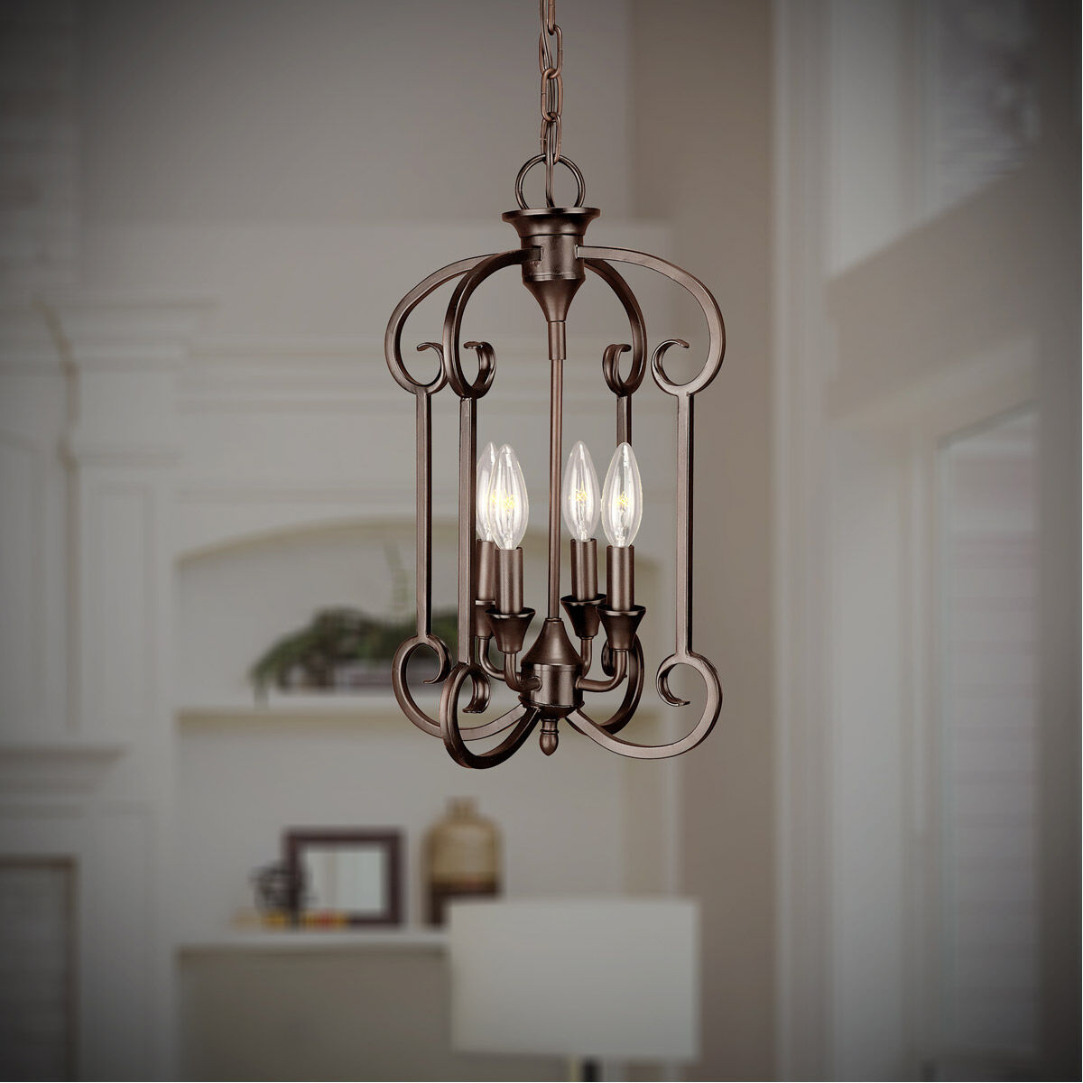 Signature 4 Light 12 inch Antique Bronze Foyer Pendant Ceiling Light