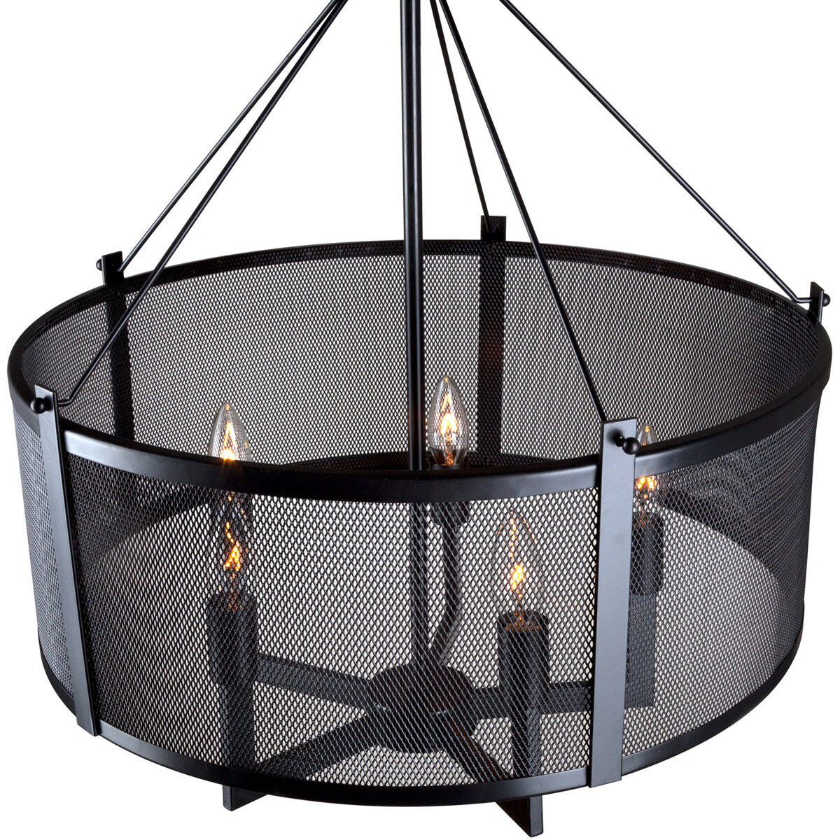 Foley 5 Light 20 inch Black Mesh Drum Shade Pendant Ceiling Light