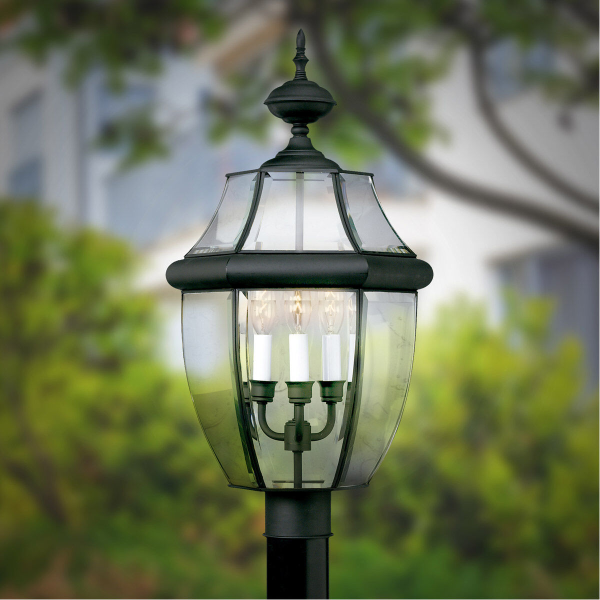 Signature 3 Light 24 inch Black Outdoor Post Light