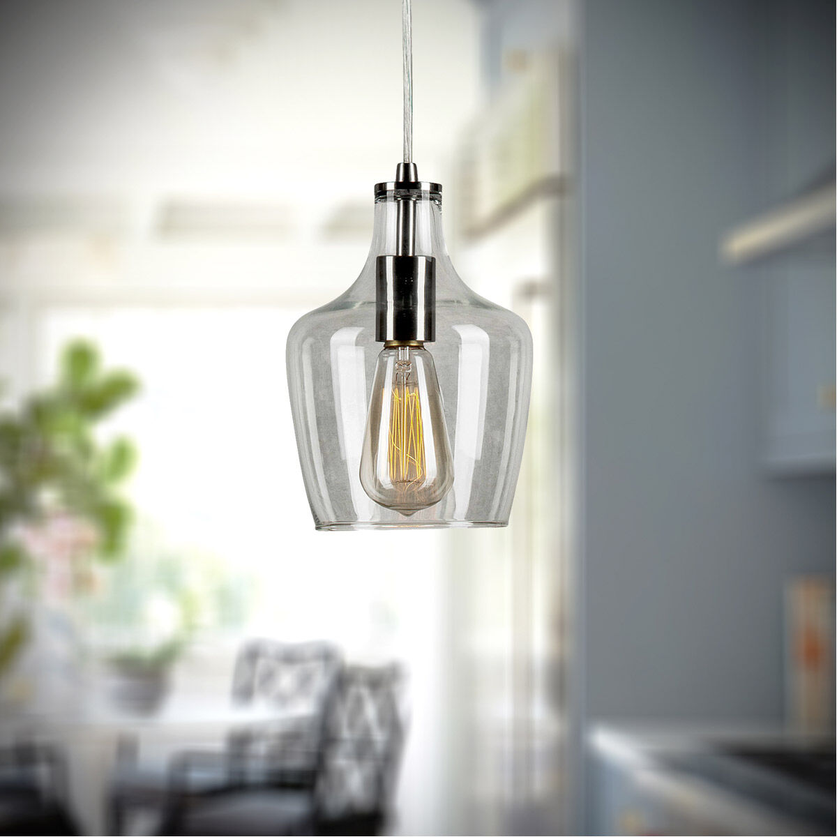 Signature 1 Light 6.5 inch Brushed Nickel Mini Pendant Ceiling Light
