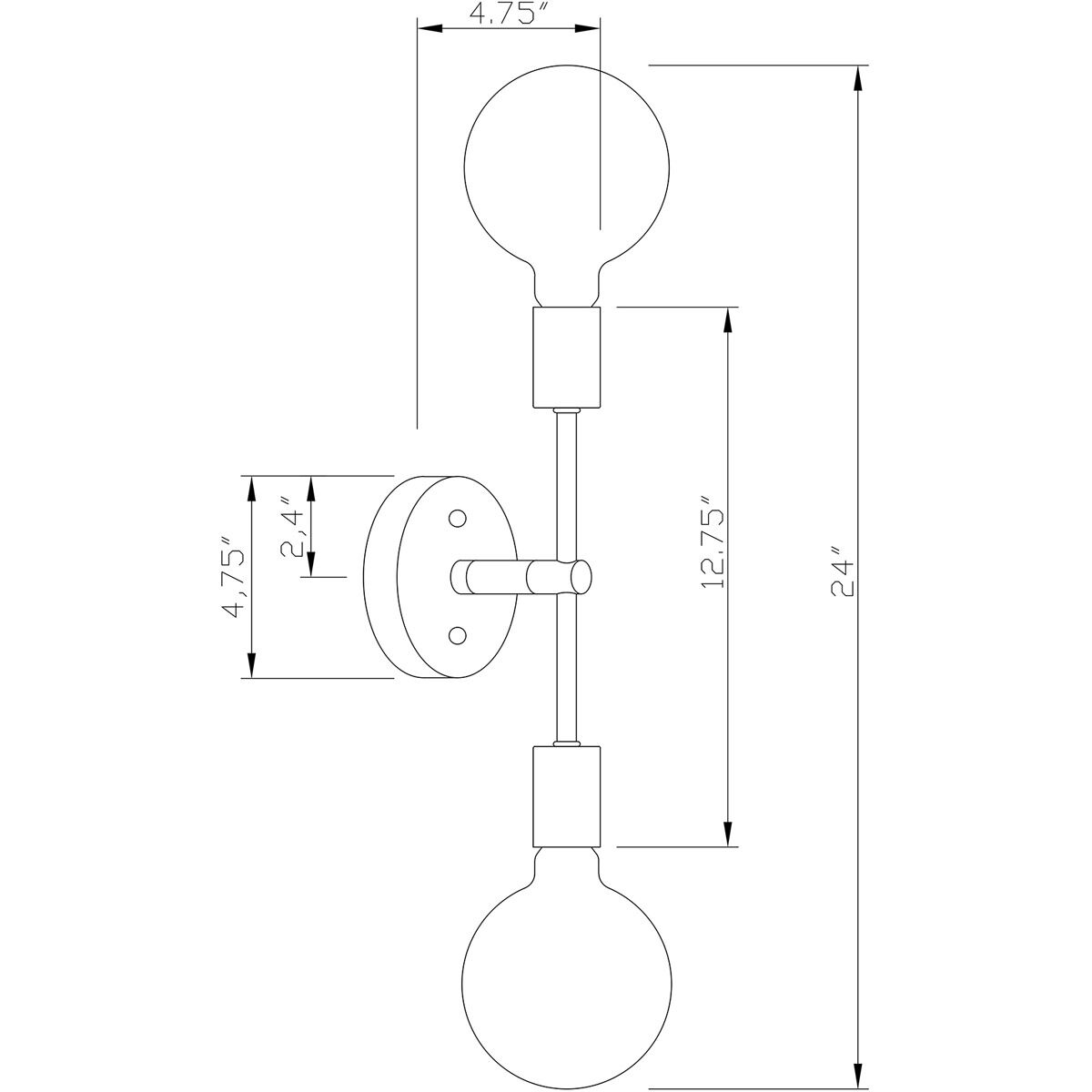 Baton 2 Light 5 inch Chrome Wall Sconce Wall Light in Chestnut