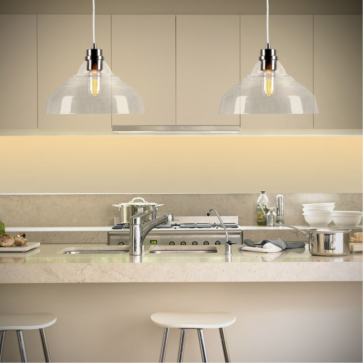 Signature 1 Light 12 inch Brushed Nickel Mini Pendant Ceiling Light