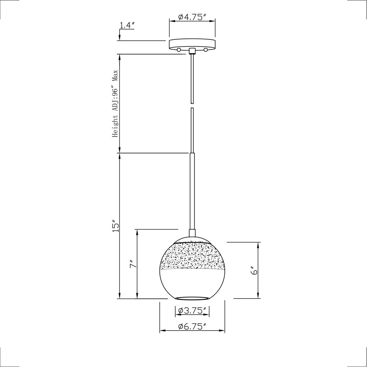 Callisto 1 Light 6.75 inch Black Pendant Ceiling Light