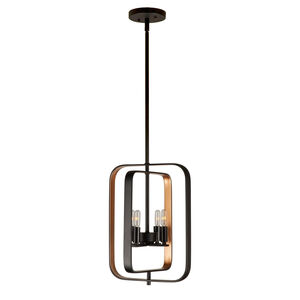 Signature 4 Light 12 inch Black and Gold Chandelier Ceiling Light