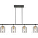 Tyrone 4 Light 42 inch Black and Soft Gold Linear Chandelier Ceiling Light