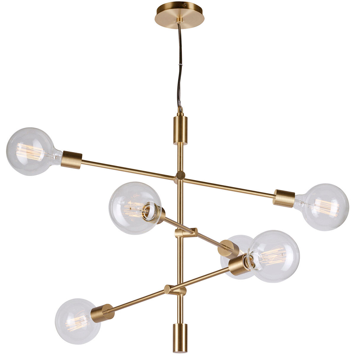 Baton 6 Light 24 inch Soft Gold Chandelier Ceiling Light