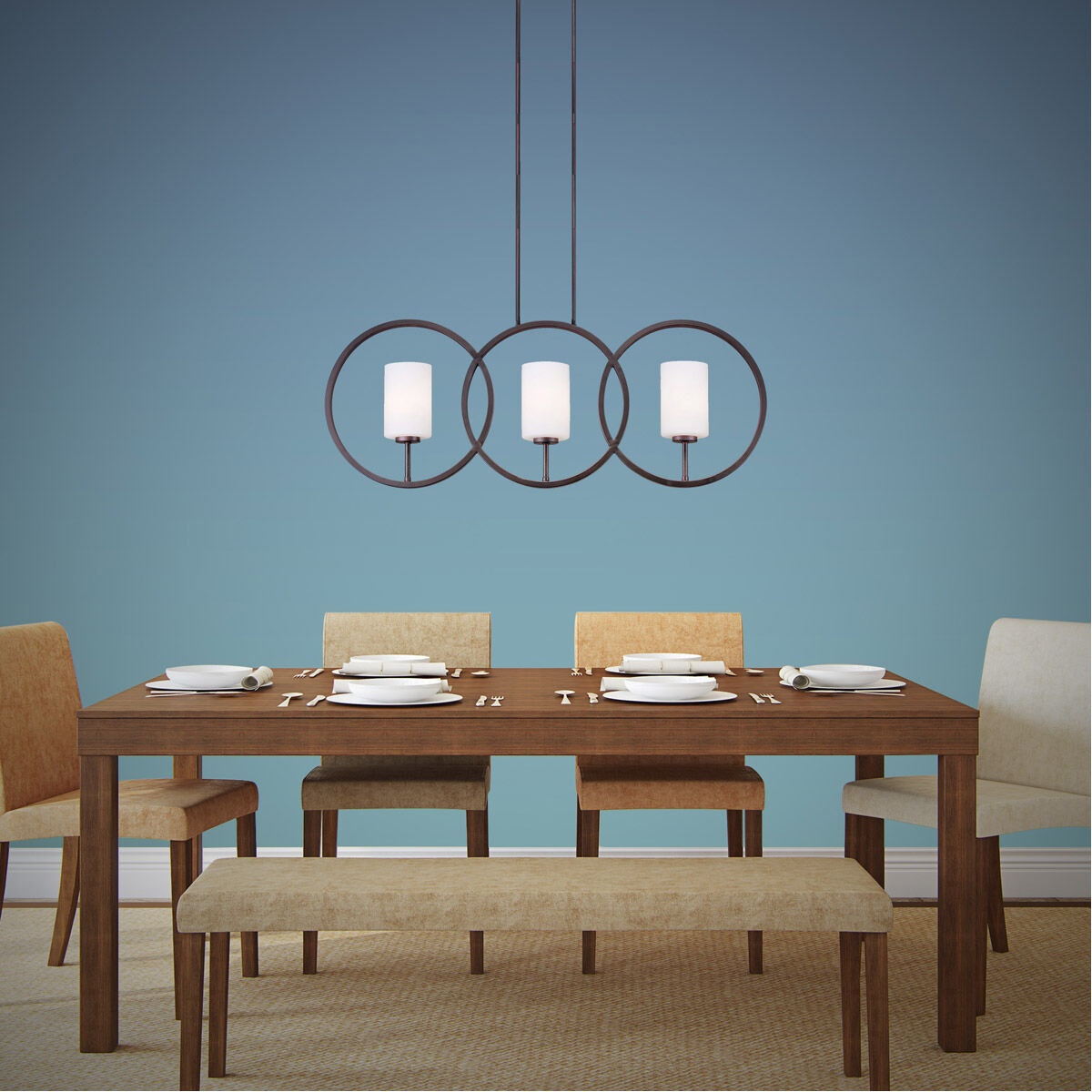 Signature 3 Light 37 inch Antique Bronze Island Pendant Ceiling Light