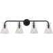 Beaker 4 Light 36 inch Black Vanity Light Wall Light