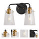 Ronna 2 Light 15 inch Black and Soft Gold Bath & Vanity Wall Light